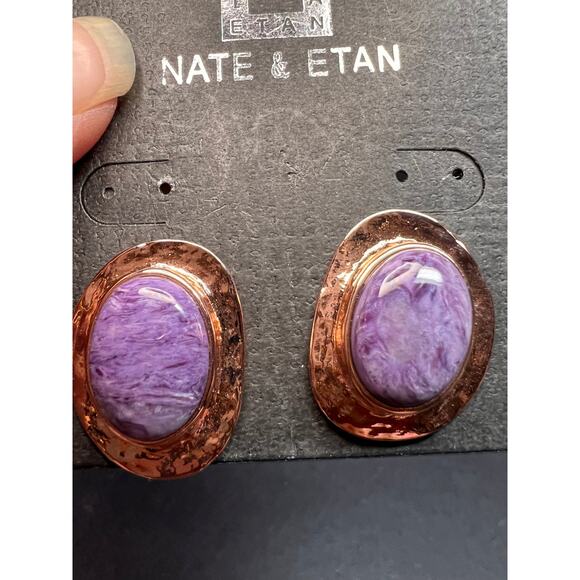 NEW Nate & Etan charoite earrings in rose gold over bronze - Picture 4 of 4